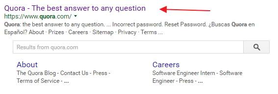 Quora SERP snippet