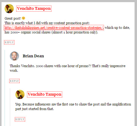 Blog comment on Backlinko