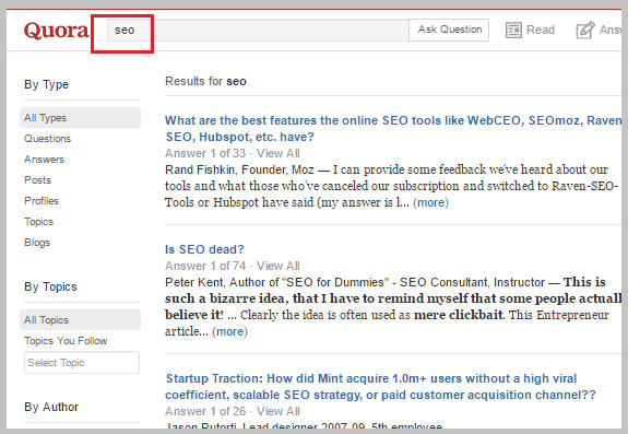 Quora SEO keyword