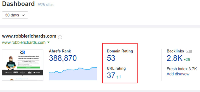 Domain Rating in Ahrefs