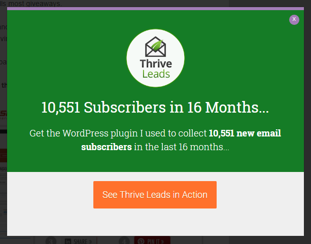 Thrive Leads Smart Link popup