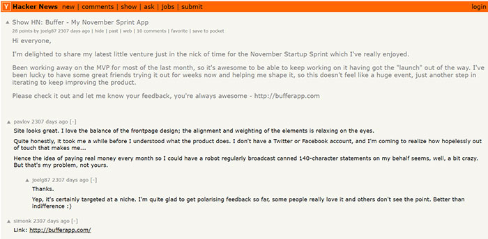 Buffer on Hacker News