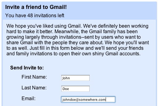GMail invite system