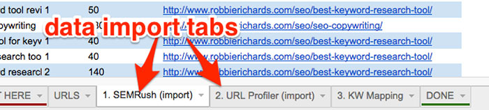 Importing SEMRush keyword data into the on-page SEO template