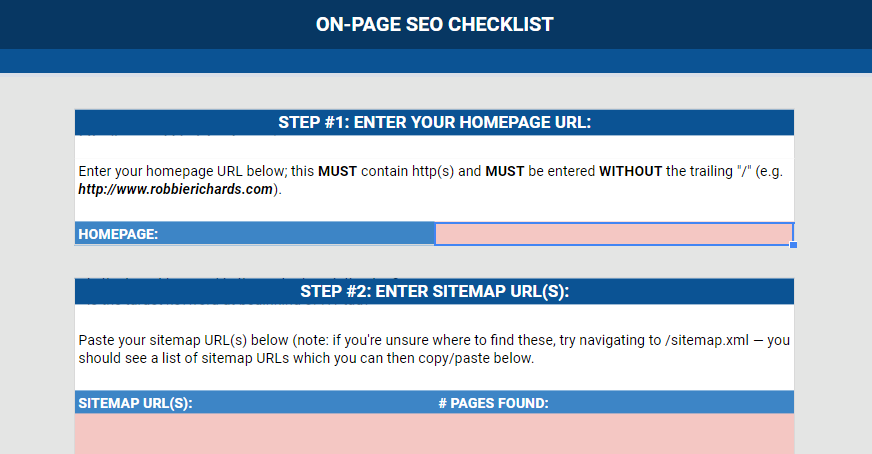 On-page seo template
