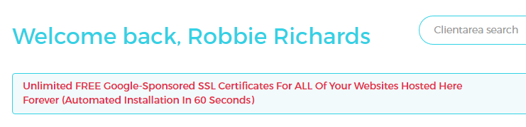 WPX Hosting dashboard