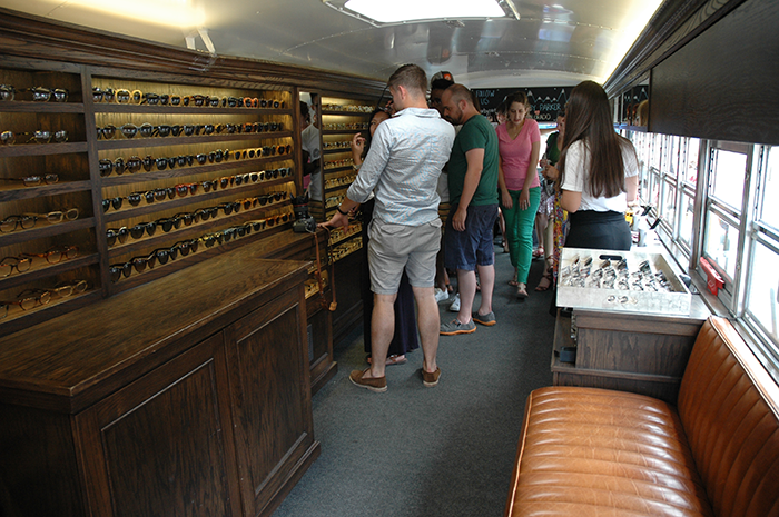 Inside Warby Parker school bus