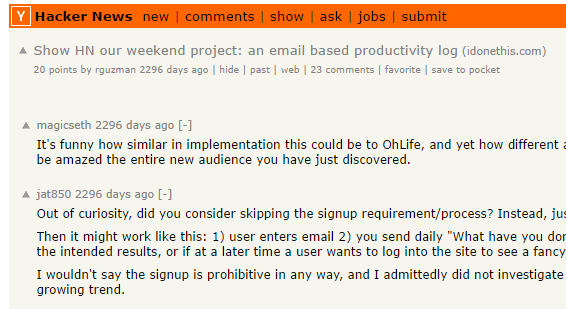 iDoneThis Hacker News submission