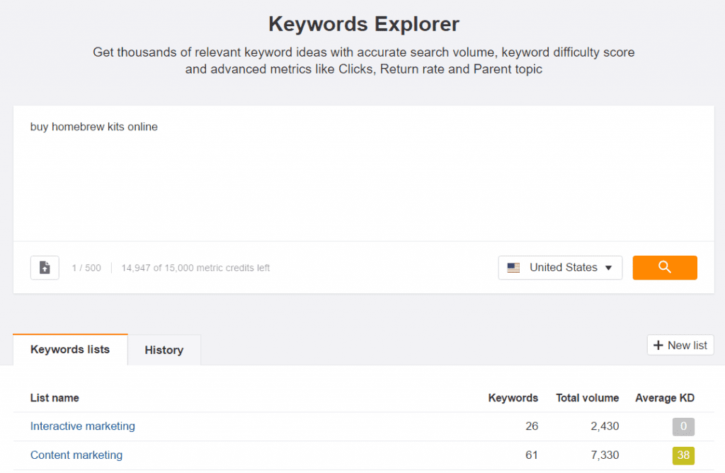 Ahrefs Keyword Explorer