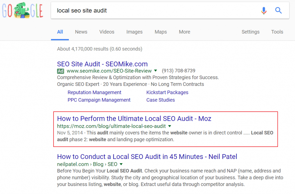 Casey Meraz ranking for local seo audit
