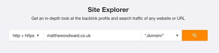 Entering domain into the Ahrefs Site Explorer