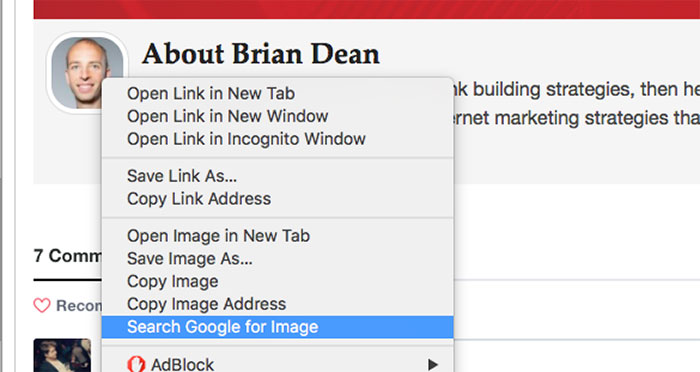 Performing a Google image search