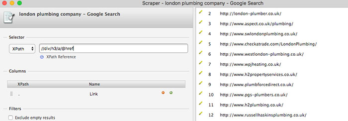 Extracting search results with free chrome extension