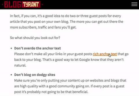 Broken link on Blog Tyrant website