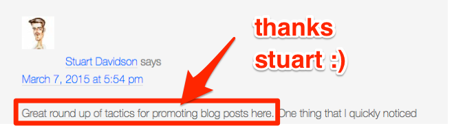 Example of blog comment link
