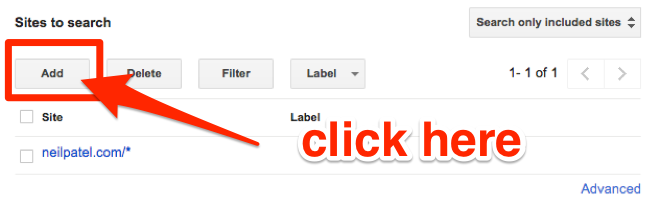 Add sites to Custom Search Engine