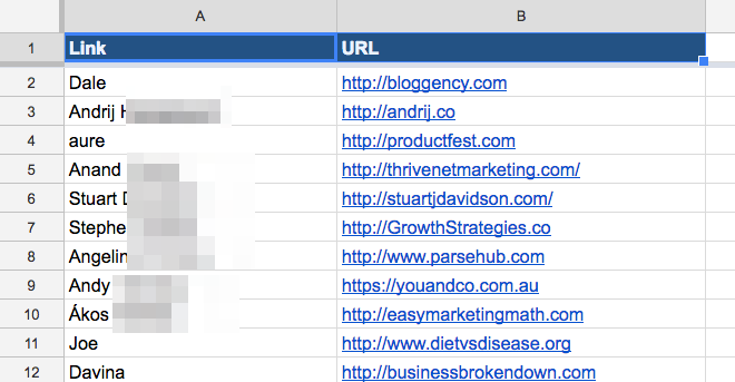 Blog comment link prospects