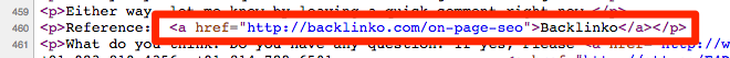 Source code showing link attribution 