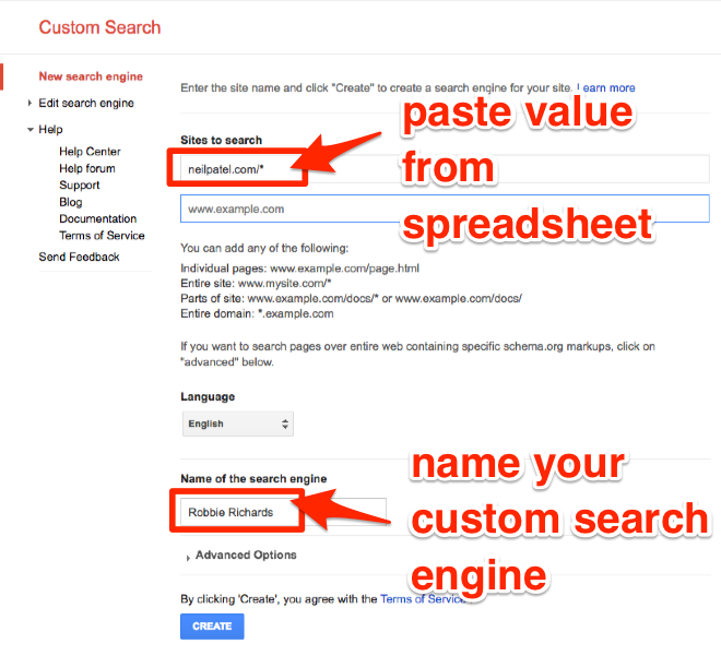 Set up Custom Search Engine