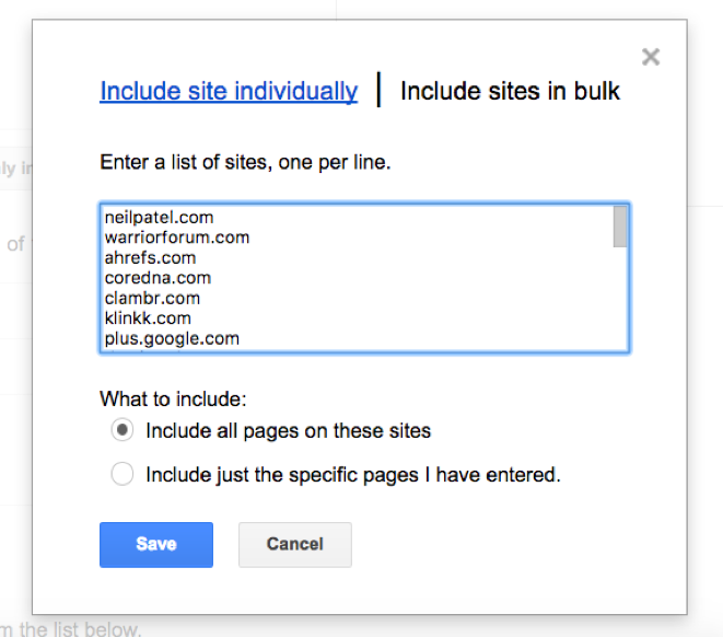 Bulk adding domains to Custom Search Engine