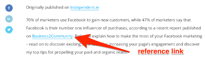 Example of ranking for links