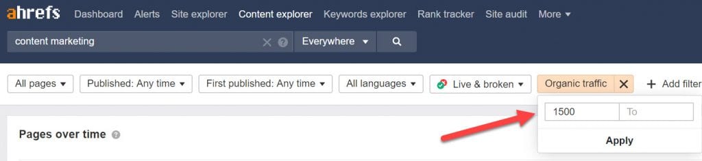 Using filters in Ahrefs Content Explorer