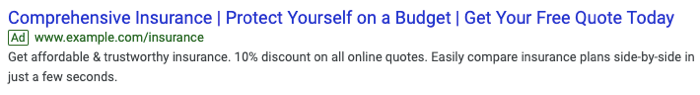 Example of a Google text ad Example of a Google text ad