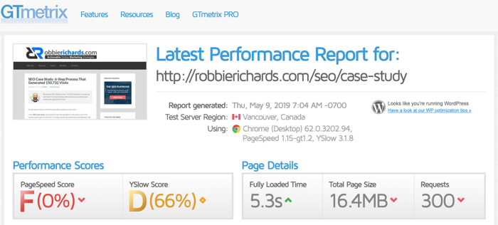GTMetrix report GTMetrix report