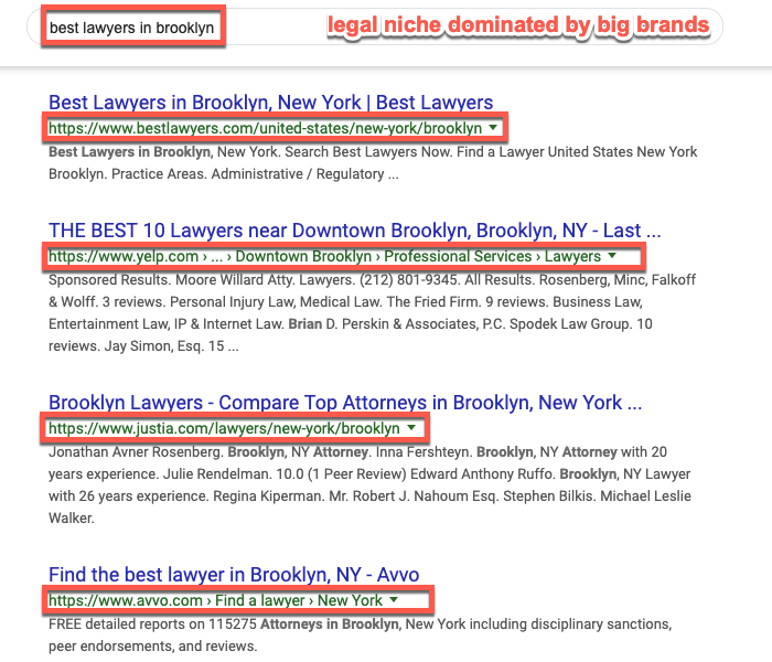 Barnacle SEO example in the legal niche Barnacle SEO example in the legal niche