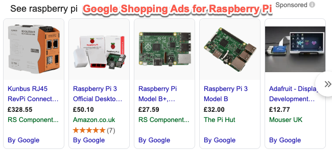 Google Shopping ads example Google Shopping ads example