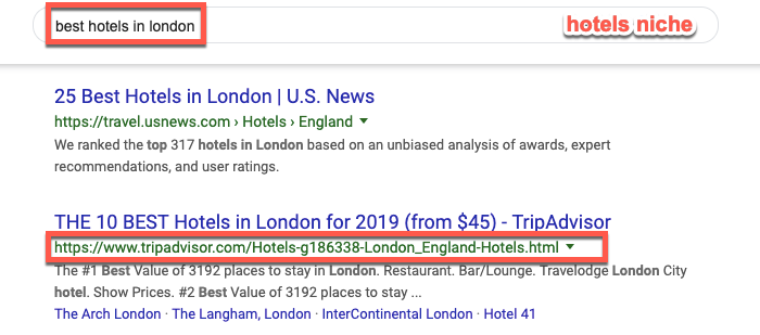 Barnacle SEO example in the Hotels niche Barnacle SEO example in the Hotels niche