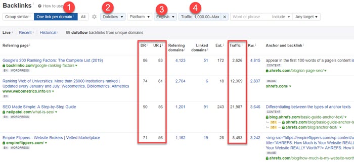 Ahrefs Backlinks report filters Ahrefs Backlinks report filters
