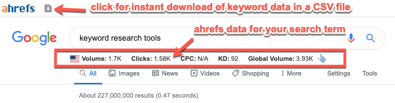 Downloading SERP results with the Ahrefs SEO Toolbar Downloading SERP results with the Ahrefs SEO Toolbar