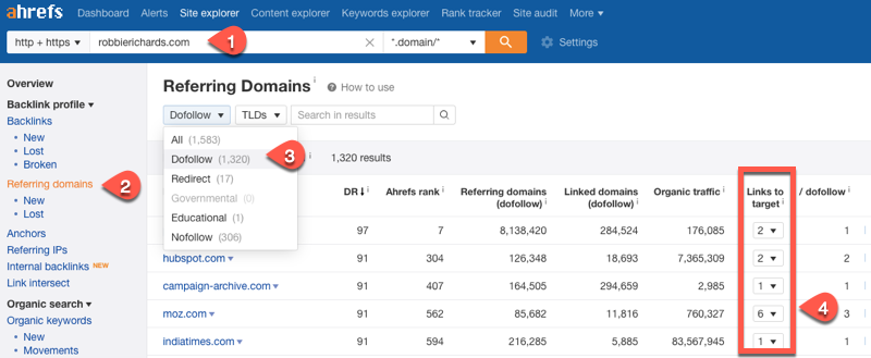 Applying backlink filters inside Ahrefs Applying backlink filters inside Ahrefs