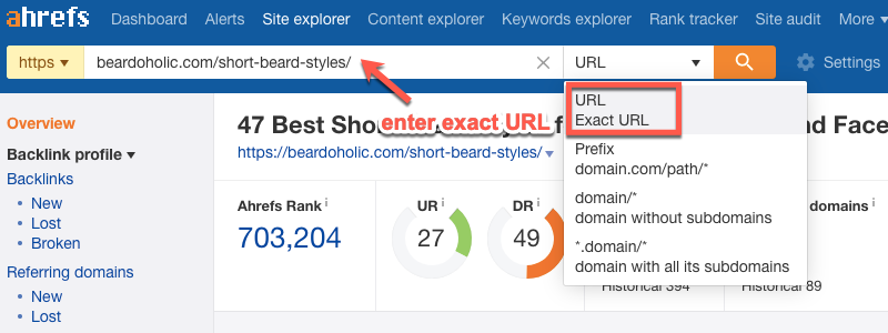 URL filters in the Ahrefs Content Gap Analysis tool URL filters in the Ahrefs Content Gap Analysis tool