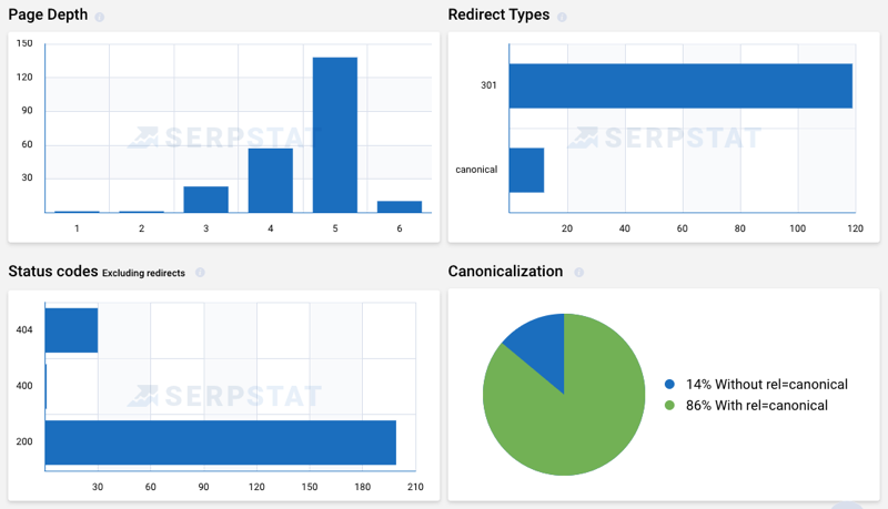 site audit summary graphs