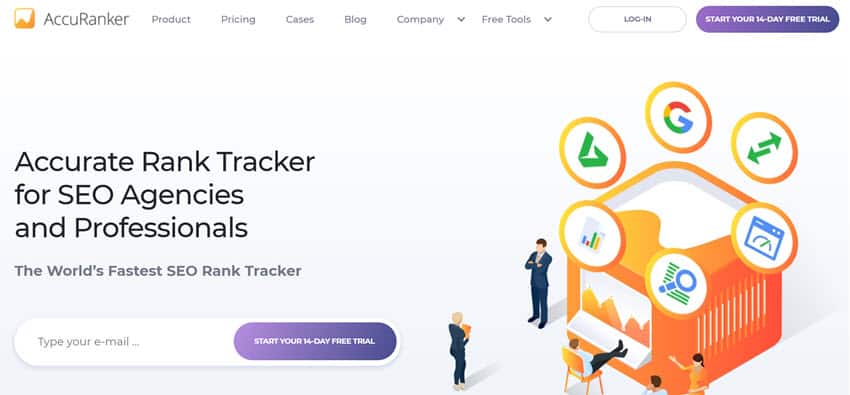 AccuRanker homepage screenshot. 