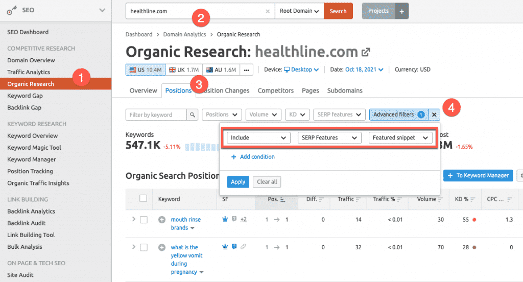 Identifying competitor feature snippets Identifying competitor feature snippets