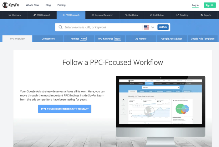 SpyFu PPC landing page