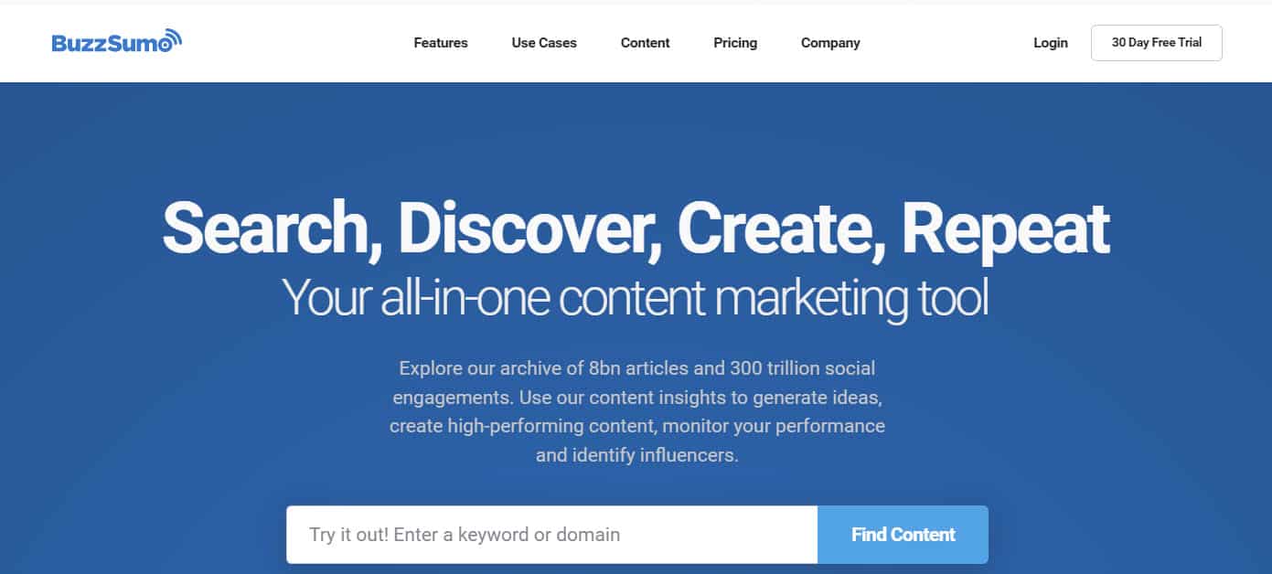 BuzzSumo home page